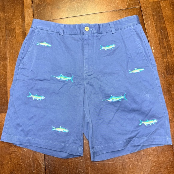 Vineyard Vines Other - Vineyard Vines Shorts Mens 35 Blue Marlin Fish Embroidered Cotton Twill nautical